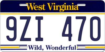 WV license plate 9ZI470