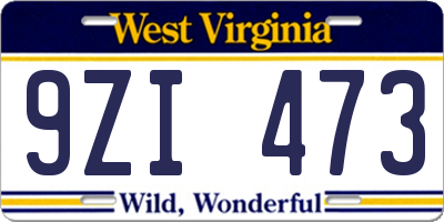 WV license plate 9ZI473