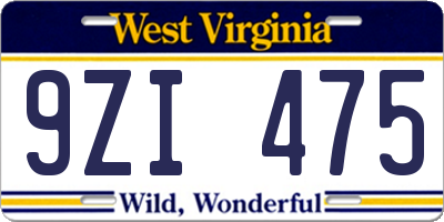 WV license plate 9ZI475