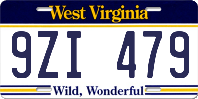WV license plate 9ZI479