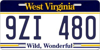 WV license plate 9ZI480