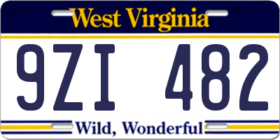 WV license plate 9ZI482