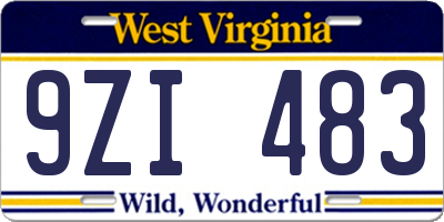 WV license plate 9ZI483