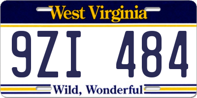 WV license plate 9ZI484