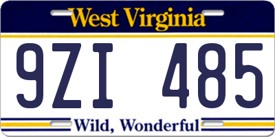 WV license plate 9ZI485
