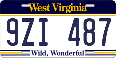 WV license plate 9ZI487