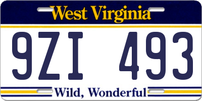 WV license plate 9ZI493