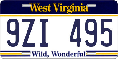 WV license plate 9ZI495
