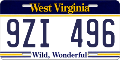 WV license plate 9ZI496