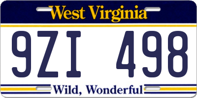WV license plate 9ZI498