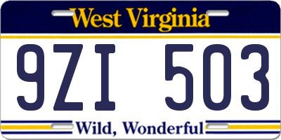 WV license plate 9ZI503