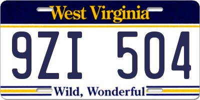 WV license plate 9ZI504