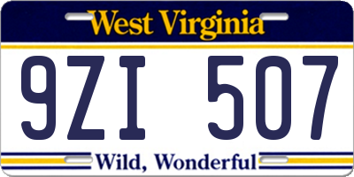 WV license plate 9ZI507