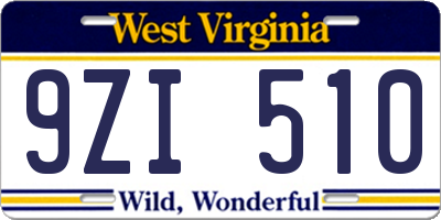 WV license plate 9ZI510