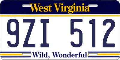 WV license plate 9ZI512