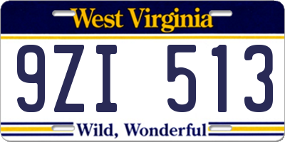 WV license plate 9ZI513