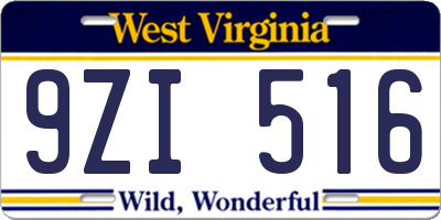 WV license plate 9ZI516