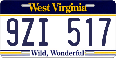 WV license plate 9ZI517