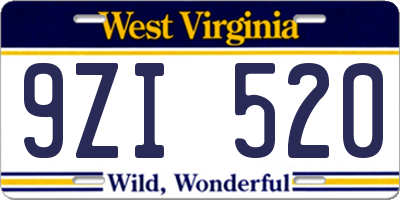 WV license plate 9ZI520