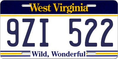 WV license plate 9ZI522