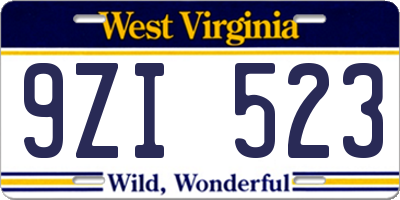 WV license plate 9ZI523