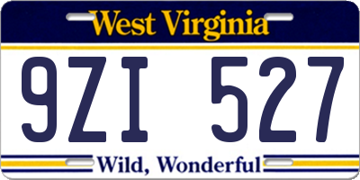 WV license plate 9ZI527