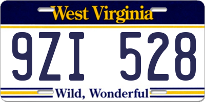 WV license plate 9ZI528