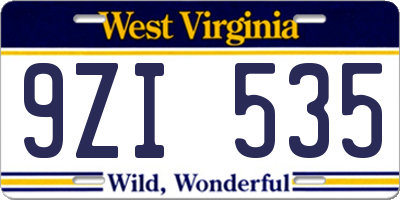 WV license plate 9ZI535