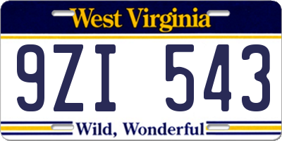 WV license plate 9ZI543