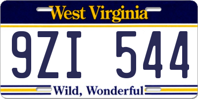 WV license plate 9ZI544