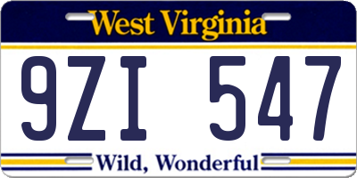 WV license plate 9ZI547