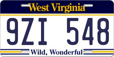 WV license plate 9ZI548