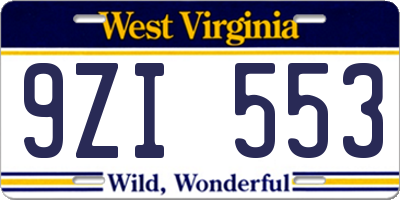 WV license plate 9ZI553