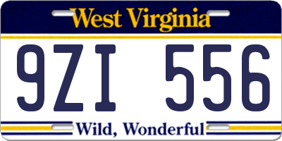 WV license plate 9ZI556