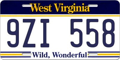 WV license plate 9ZI558