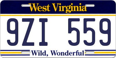 WV license plate 9ZI559