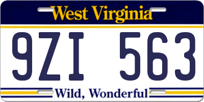 WV license plate 9ZI563