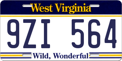 WV license plate 9ZI564