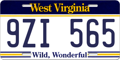WV license plate 9ZI565