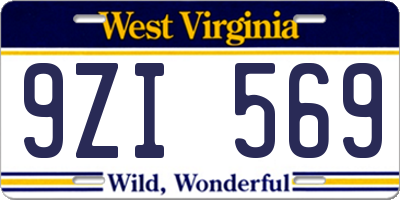 WV license plate 9ZI569