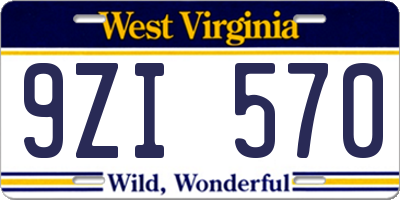 WV license plate 9ZI570