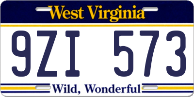 WV license plate 9ZI573