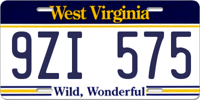 WV license plate 9ZI575