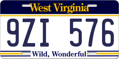 WV license plate 9ZI576