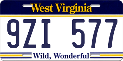 WV license plate 9ZI577