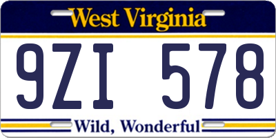 WV license plate 9ZI578