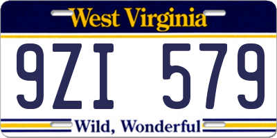 WV license plate 9ZI579