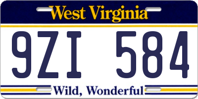 WV license plate 9ZI584