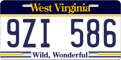 WV license plate 9ZI586