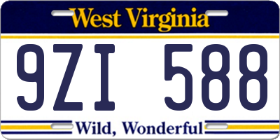 WV license plate 9ZI588